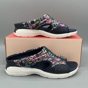NEW Easy Spirit Women’s Traciee Floral Slide Sandals Dark Blue Size 6W